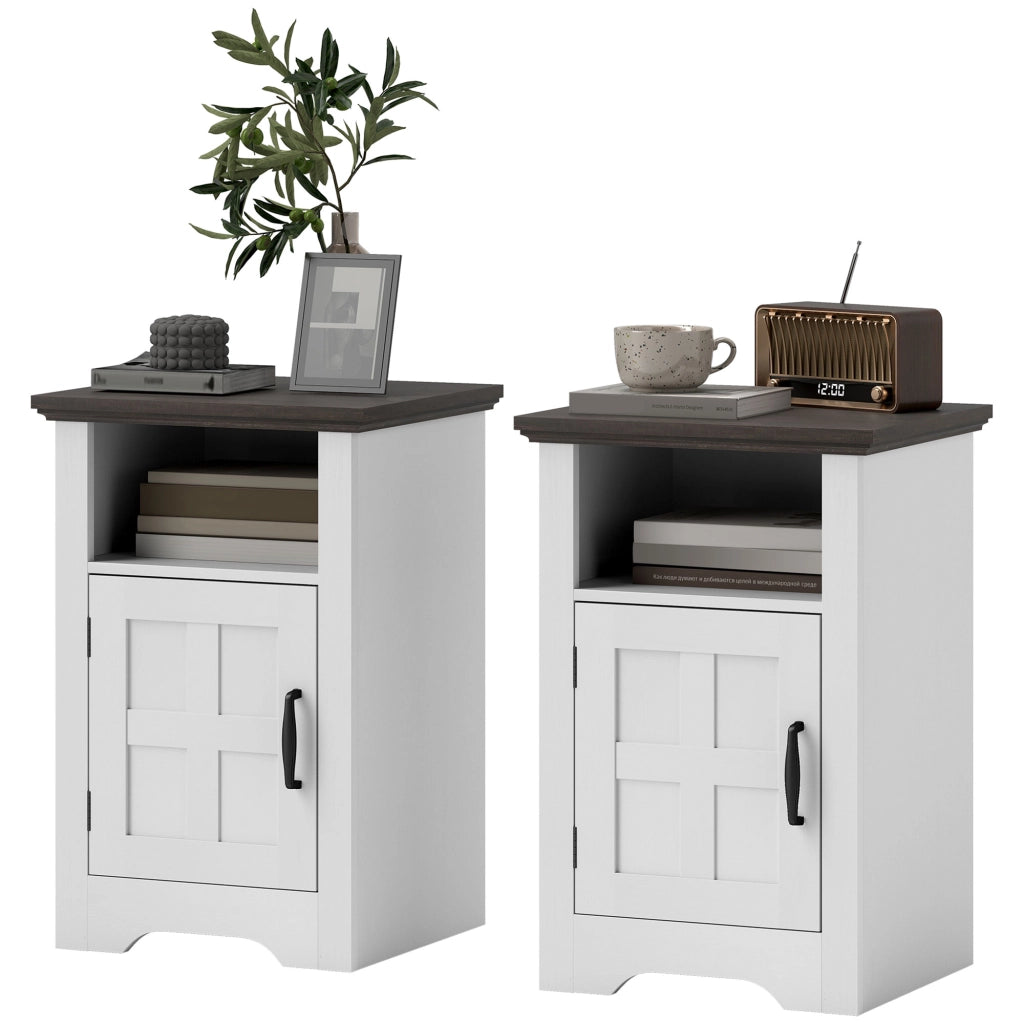 Tavolino Rustico con Anta e Ripiano ¨C zephmum ¨C 40x35x60 Bianco e Marrone