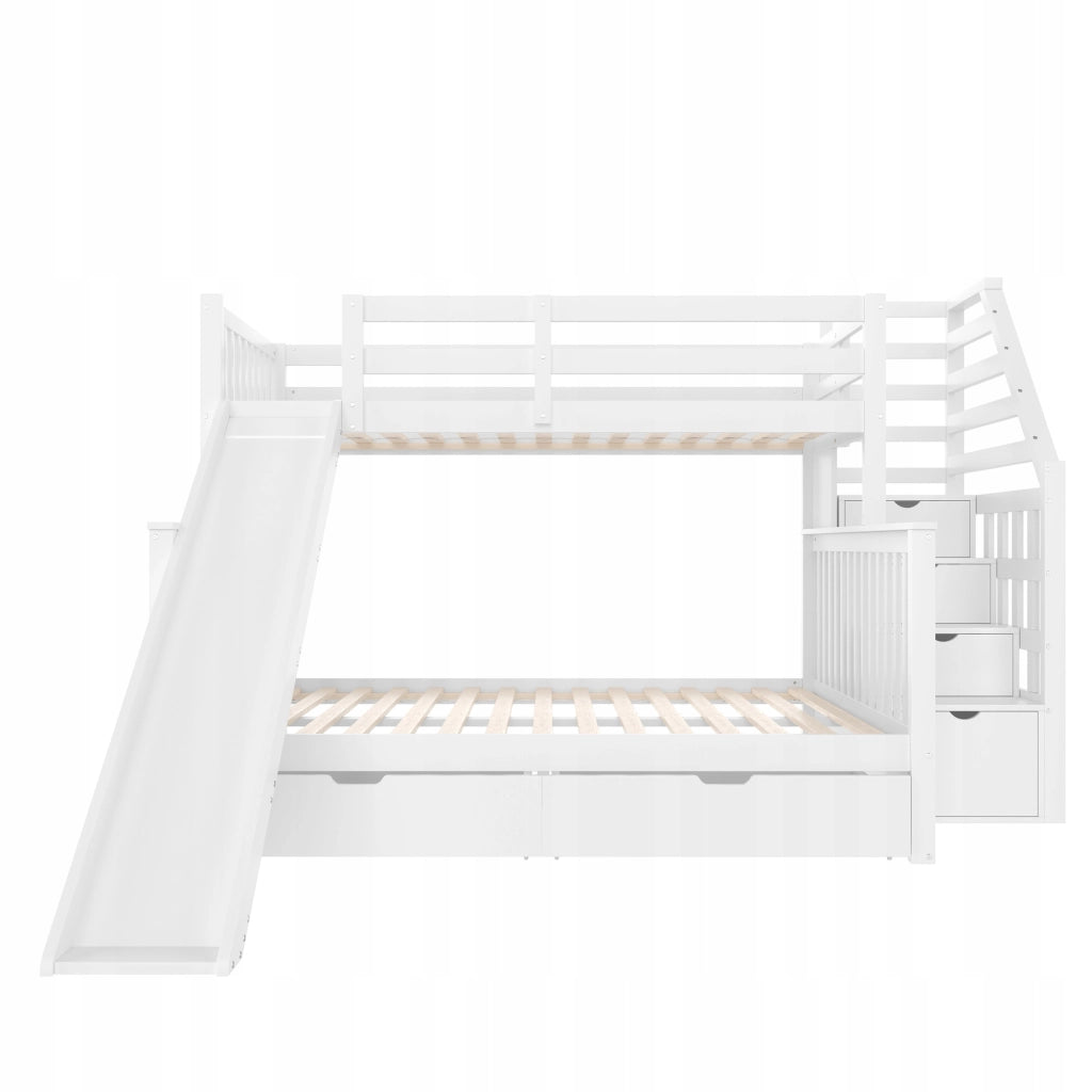 Letto a castello con scivolo - Xylo - 90/140x200 cm - Bianco - Senza materasso