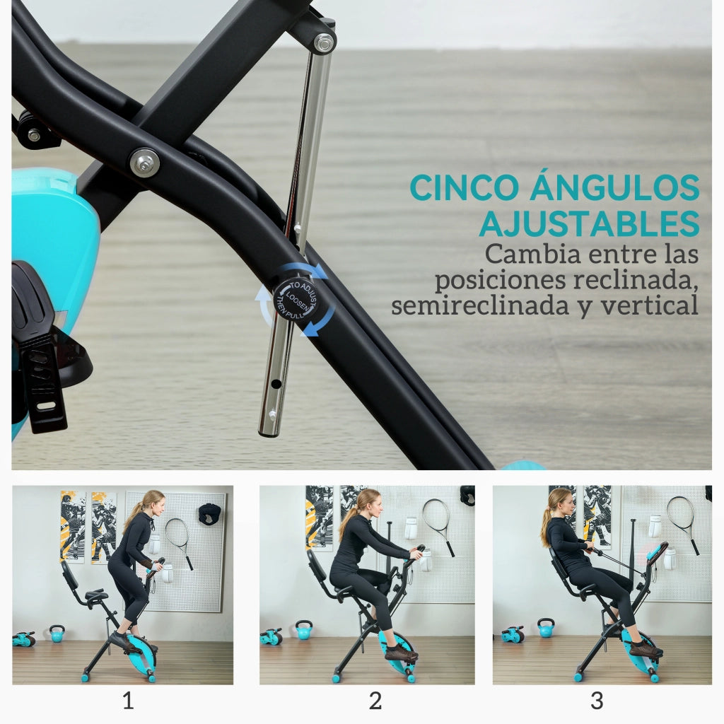 Bicicletta da Fitness Pieghevole Silenziosa con Monitor LCD ¨C Minimal ¨C Verde 43x97x109 cm