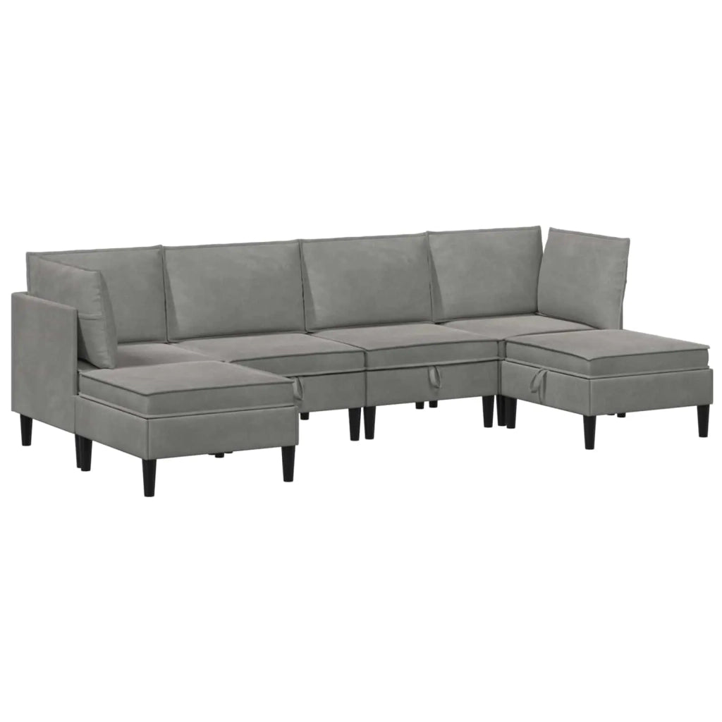 Set di mobili per il soggiorno 6 pcs Grigio Chiaro Velluto 3413732