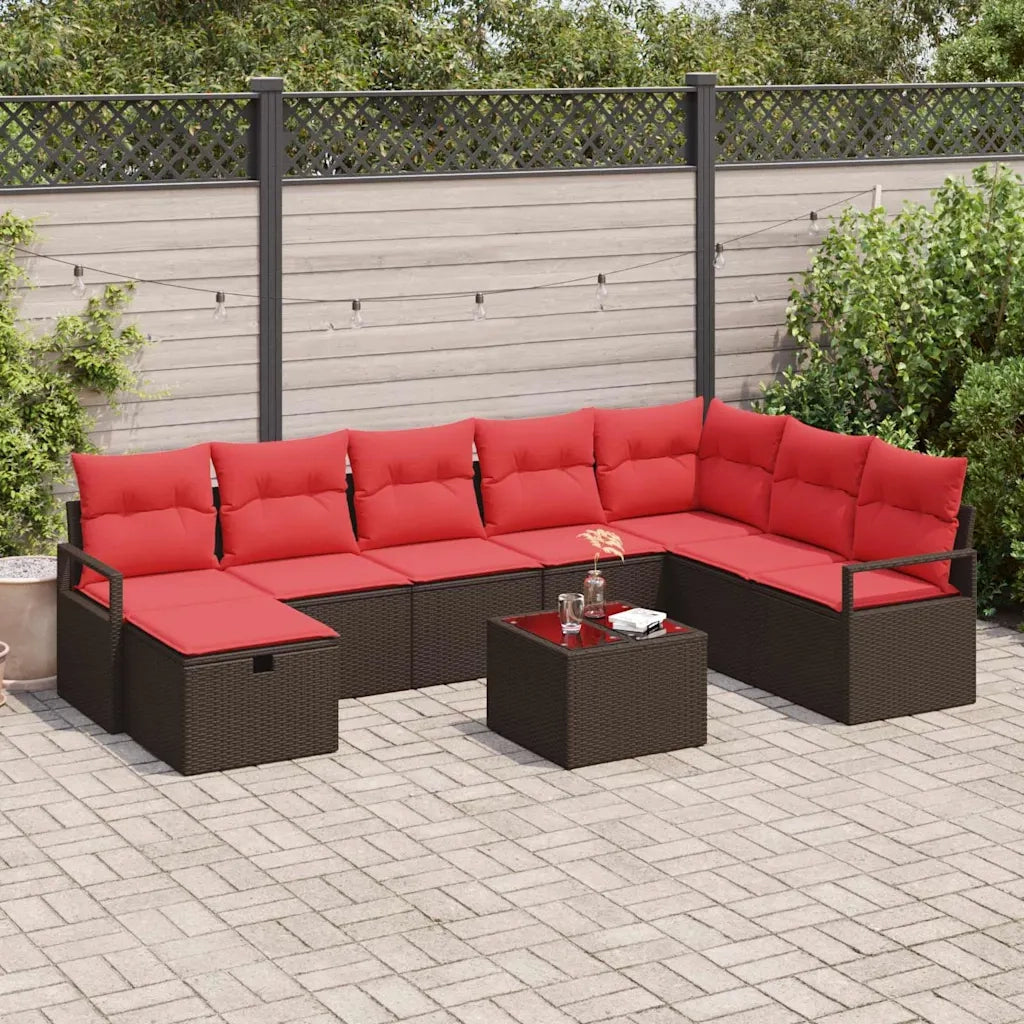 Set di divani con cuscino con archiviazione Marrone polyrattan 3359243