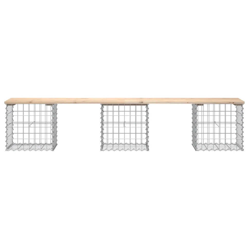 Panca Giardino Design Gabbione-Sgabello-Panca da esterno 203x44x42 cm Legno Massello Pino