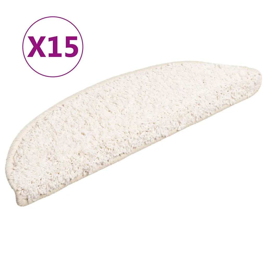 Tappetini per scale 15 pz | Gradini per Scale 56x17x3 cm Bianco Semicircolari