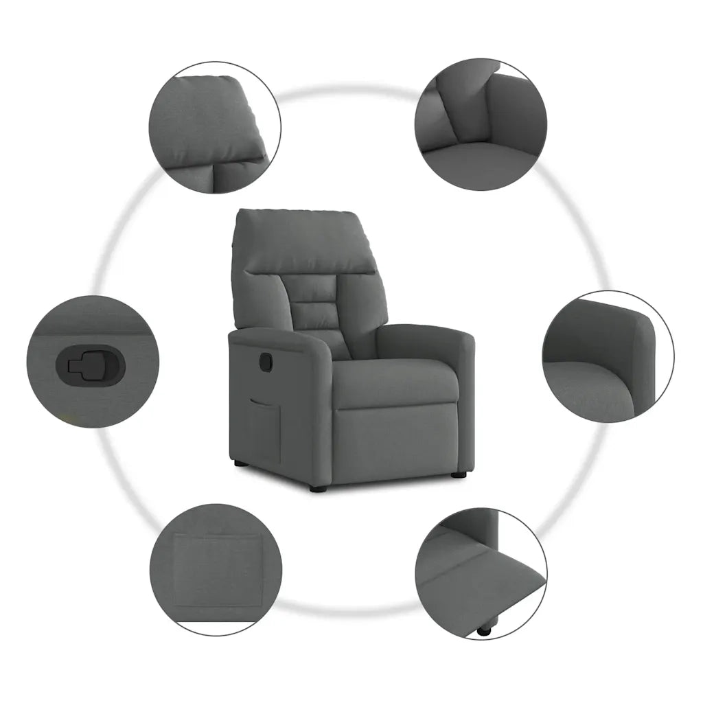 Divano Sedia-Poltrona reclinabile in tessuto grigio scuro 234335