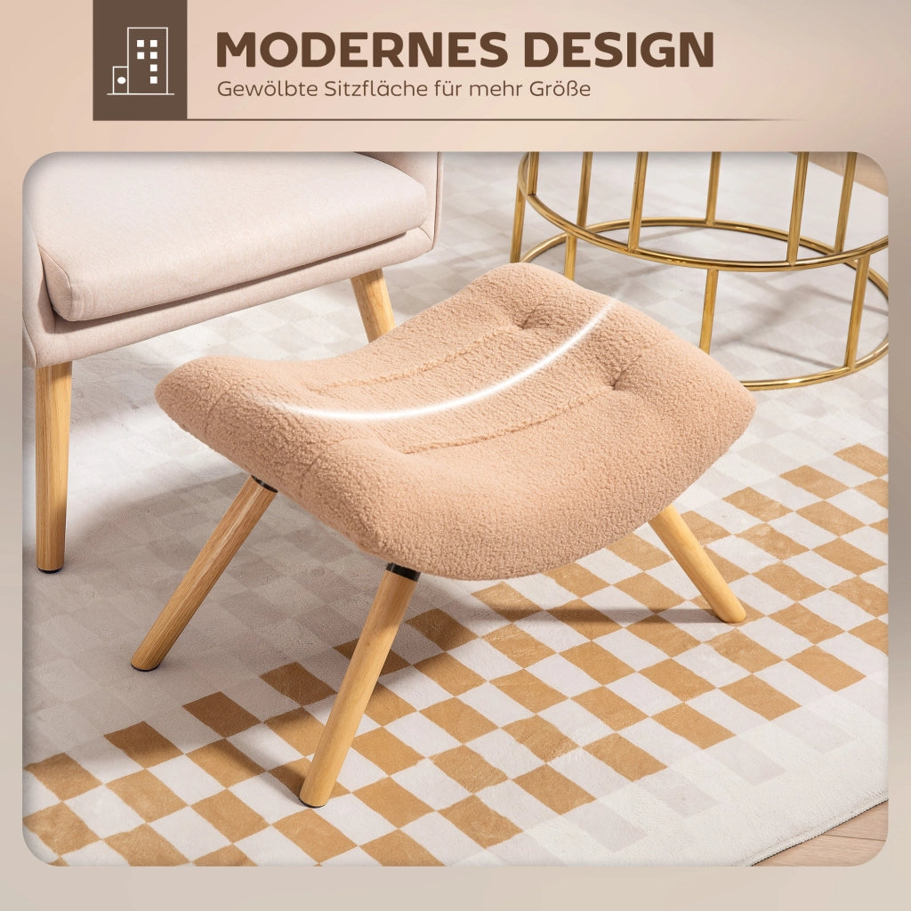 Pouf imbottito con rivestimento velluto e gambe in legno ¨C zephmum ¨C marrone