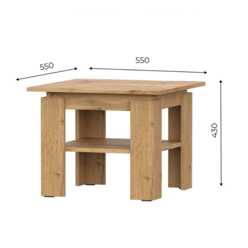 Tavolino, Tavolino da caff? Sola - Rovere Wotan - Ripiano aggiuntivo - Larghezza 55 cm, Altezza 43 cm, Profondit? 55 cm
