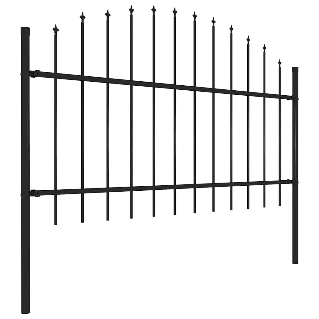 Recinzione da Giardino con Punta a Lancia in Acciaio 1005x125 cm Nero 277726