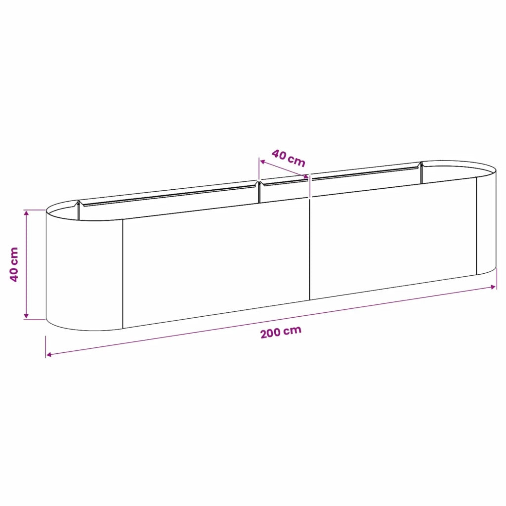 Letto rialzato da giardino Antracite 200 x 40 x 40 cm 8011693