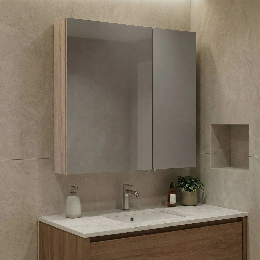 Mobile da bagno con specchio "Side 60" - 60 x 16 x 66 cm - Rovere