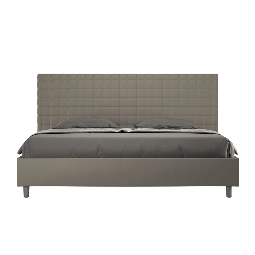BS COM Letto matrimoniale king size con rete imbottito 190x190 similpelle cappuccino