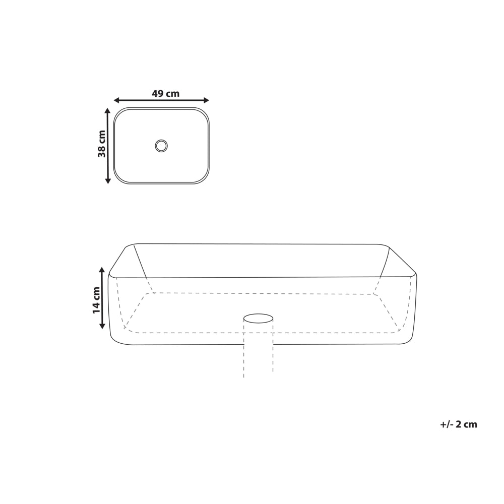 Lavabo da appoggio Bianco con bordo nero Ceramica lucida 490 x 380 mm Lavabo da bagno ovale