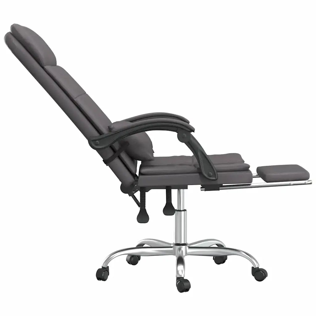 Sedia per studi-Poltrona da Ufficio Massaggiante Reclinabile Grigio Similpelle 464565