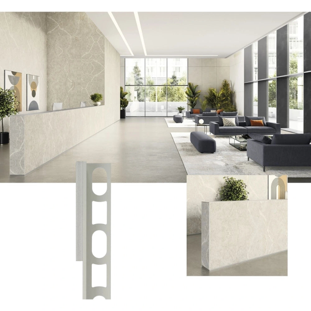 Profilo in alluminio verniciato a l per finitura parete proangle *** colore- grigio argento - 111, confezione 1