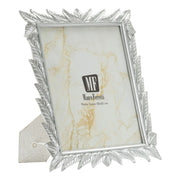 Cornice portafoto Leavy Silver in resina argento con foglie 20x25