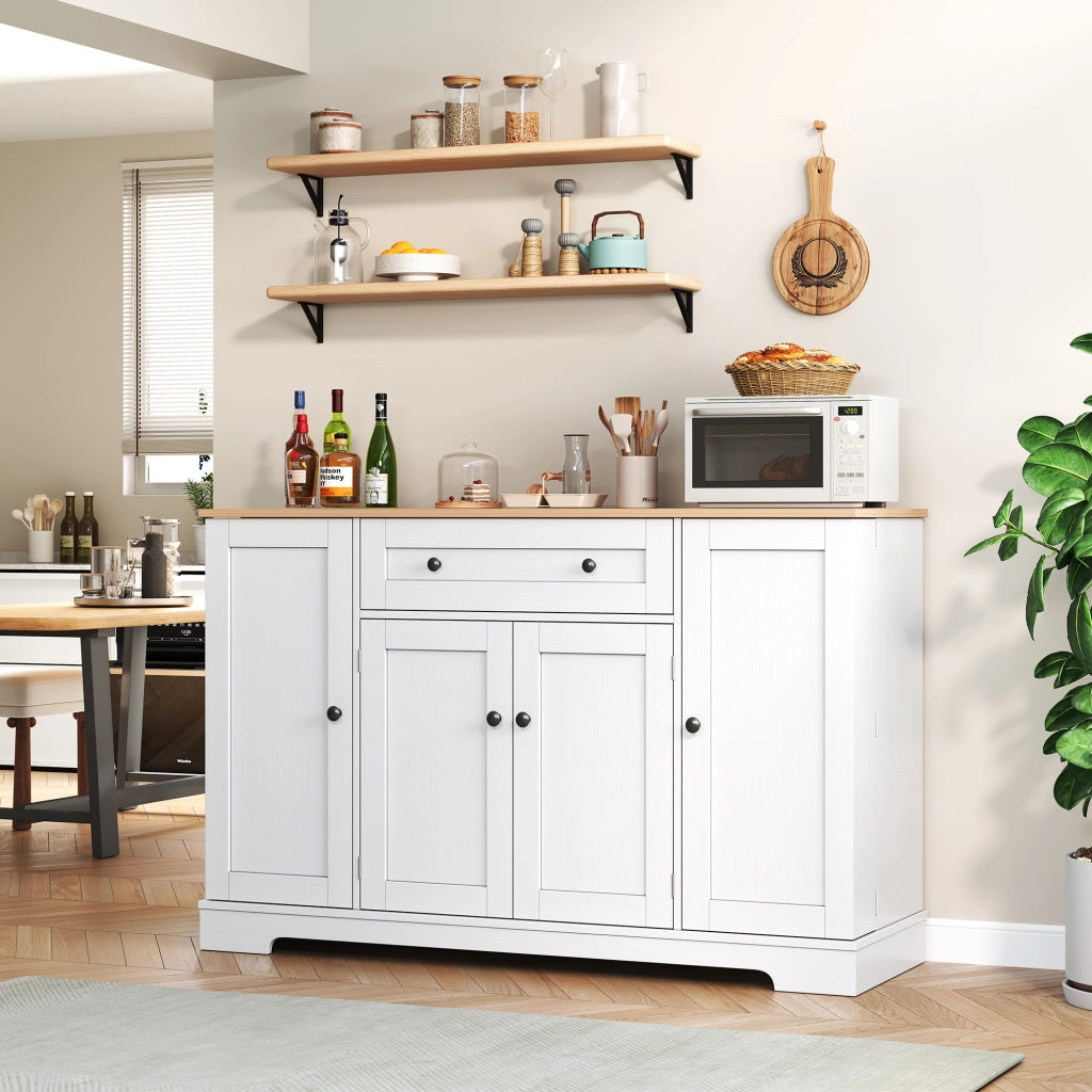 Buffet cucina multifunzionale - Zephmum- 138 cm- Con cassetto, ante e ripiani regolabili- Design moderno con protezione ribaltamento