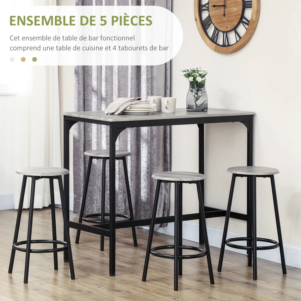 Set tavolo alto con 4 sgabelli ¨C Xylo ¨C Metallo nero legno cucina sala pranzo