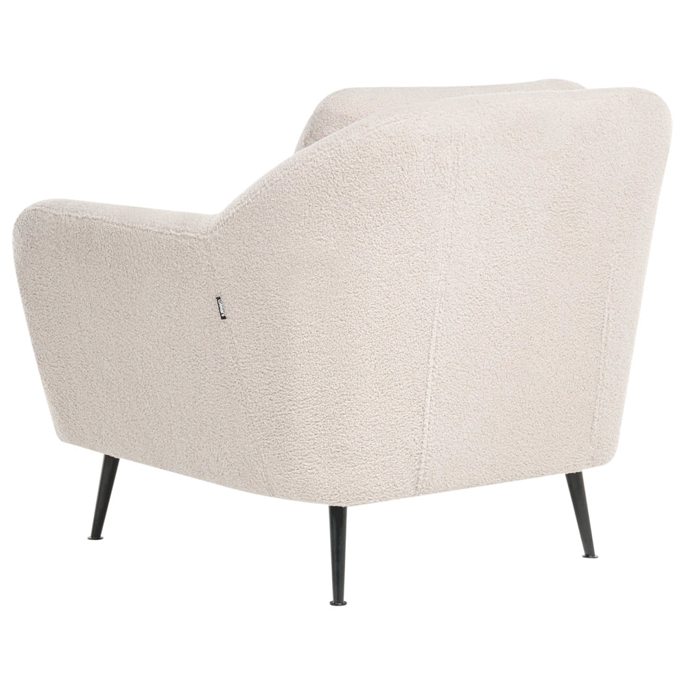 Poltrona Tappezzeria in tessuto ferro Gambe nere con braccioli Seduta spessa Stile moderno Soggiorno Beige