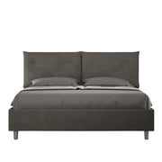 Letto Matrimoniale 160x210 cm con Rete e Contenitore Giroletto con Alzata Comoda Imbottito in Microfibra Appia Grigio