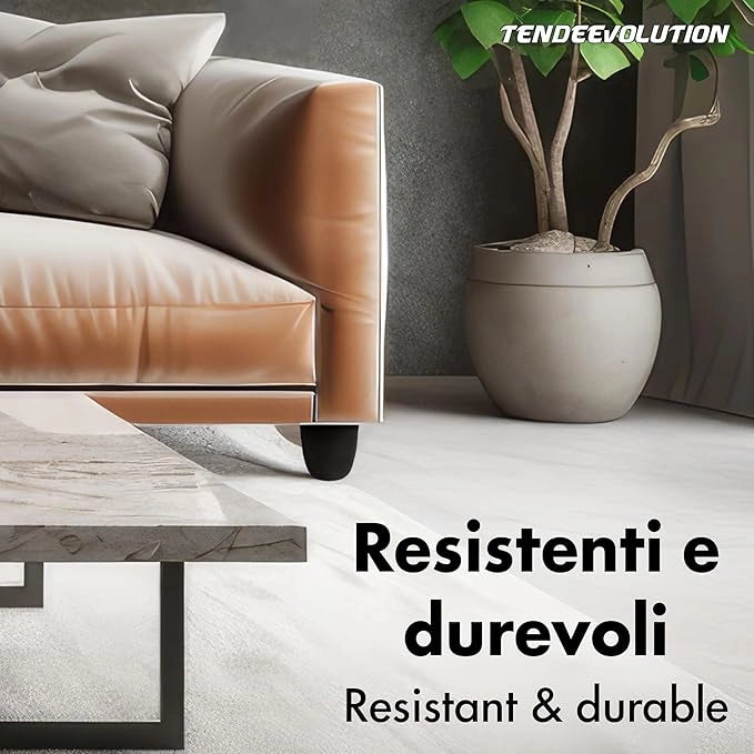 Piedini in Plastica PVC per Mobili | Altezza 12cm | Vite M10 | Design Minimal ed Elegante