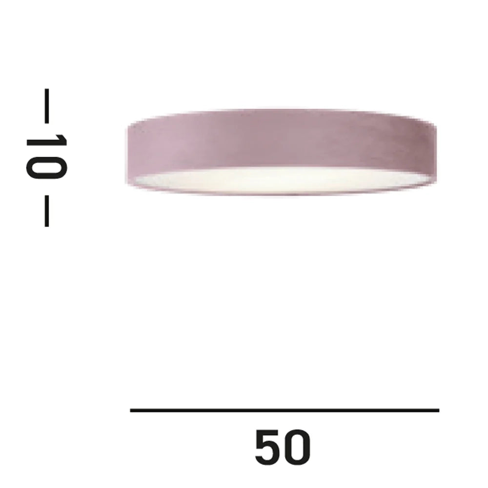 Plafoniera Contemporanea Tamburo Acciaio Rosa Tessuto Bianco 3 Luci E27