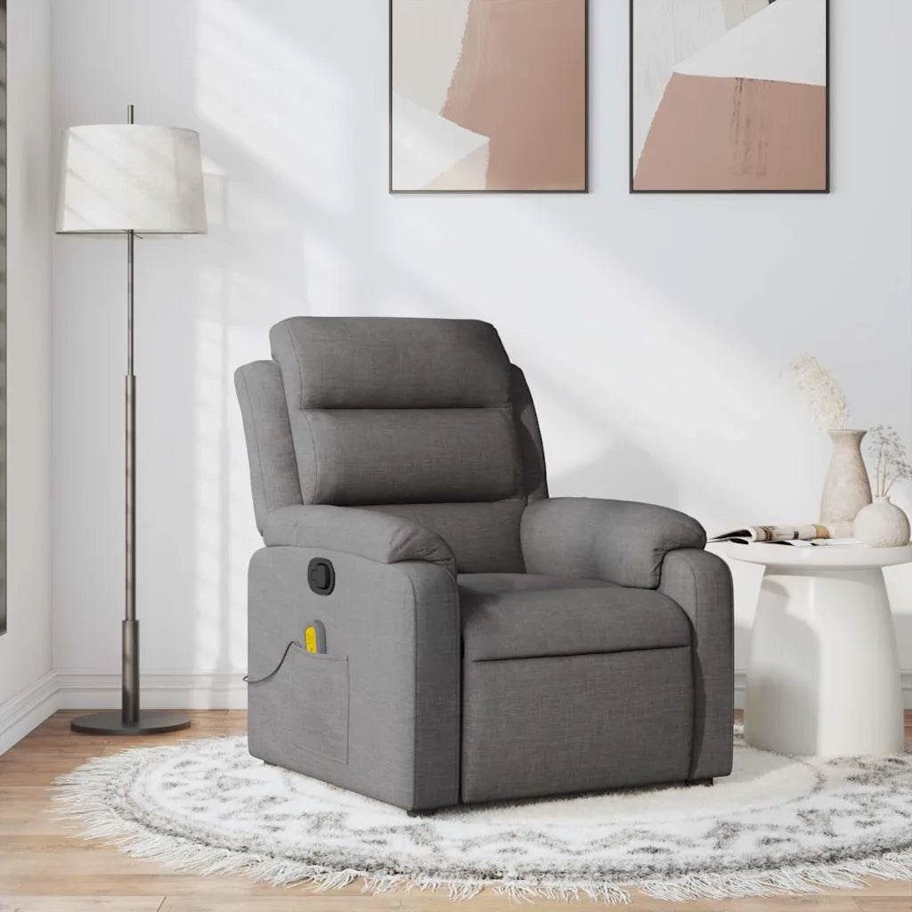 Poltrona Massaggiante | Sedia Relax Reclinabile Grigio Scuro in Tessuto