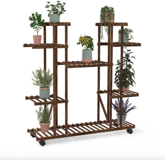 Piantina per vasi di legno su ruote - supporto per piante - Design moderno - Costruzione duratura - Finestra lussuosa - Interiore atemporale - Adatto per uso quotidiano