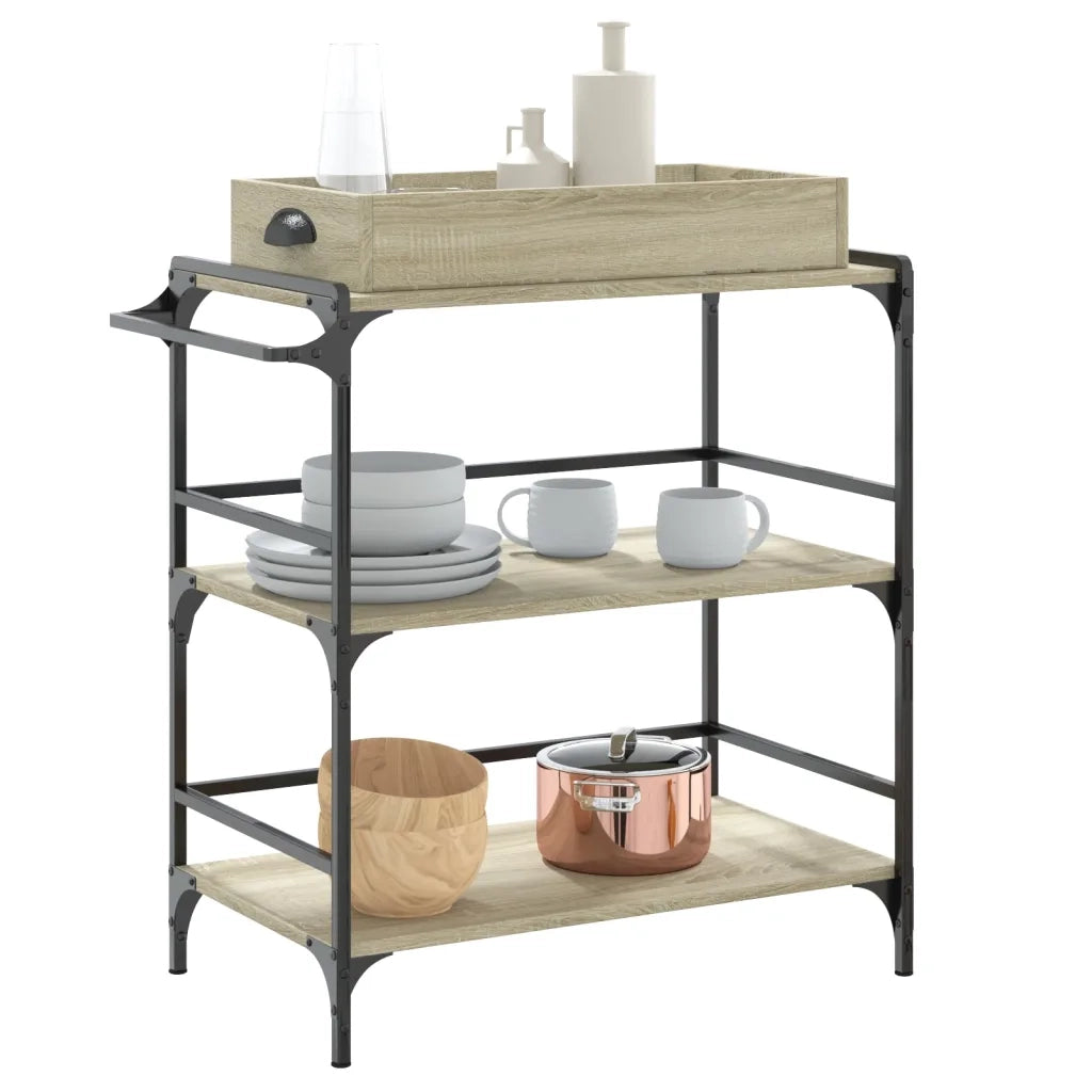 Carrello Cucina-Scaffale per Cucina Rovere Sonoma 81,5x41x92,5 cm Legno Multistrato