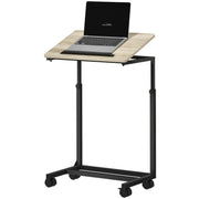 Tavolino da salotto elevabile con ruote e piano inclinabile per soggiorno; 55×36×62.5-82.5 cm; rovere