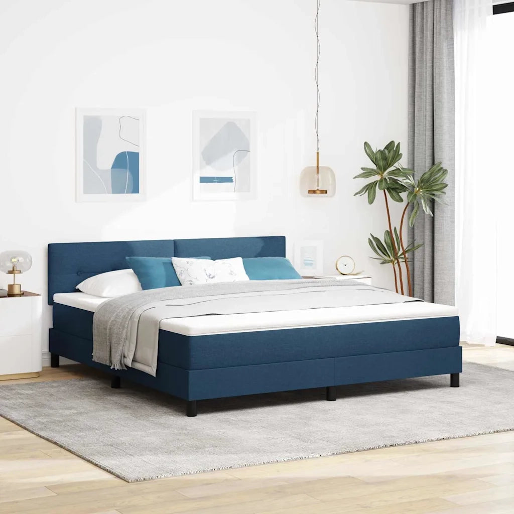 Letto a molle con materasso con led Blu 180 x 200 cm Tessuto 3342232