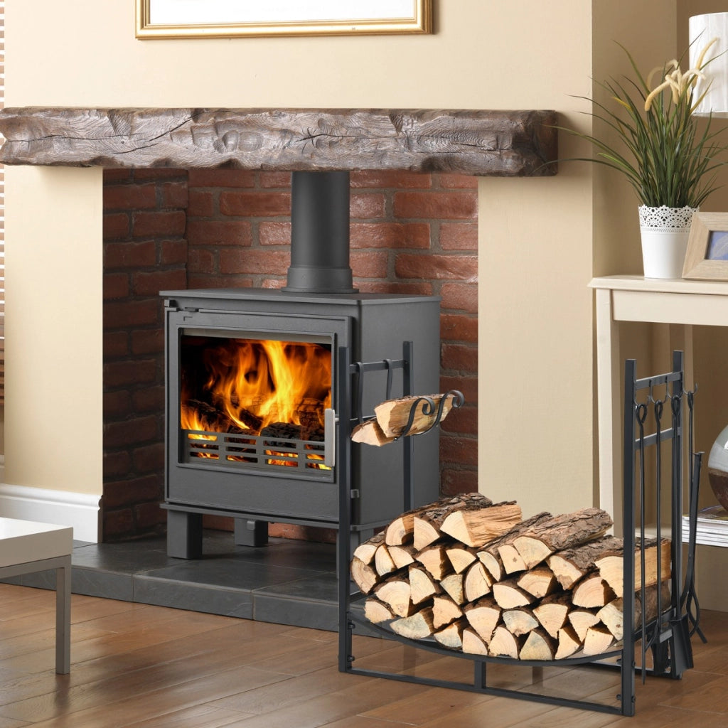 Porta legna da ardere e set di attrezzi per uso intensivo, Organizzatore per la conservazione di legno 76x33x76cm-Accessori caminetti e stufe a legna