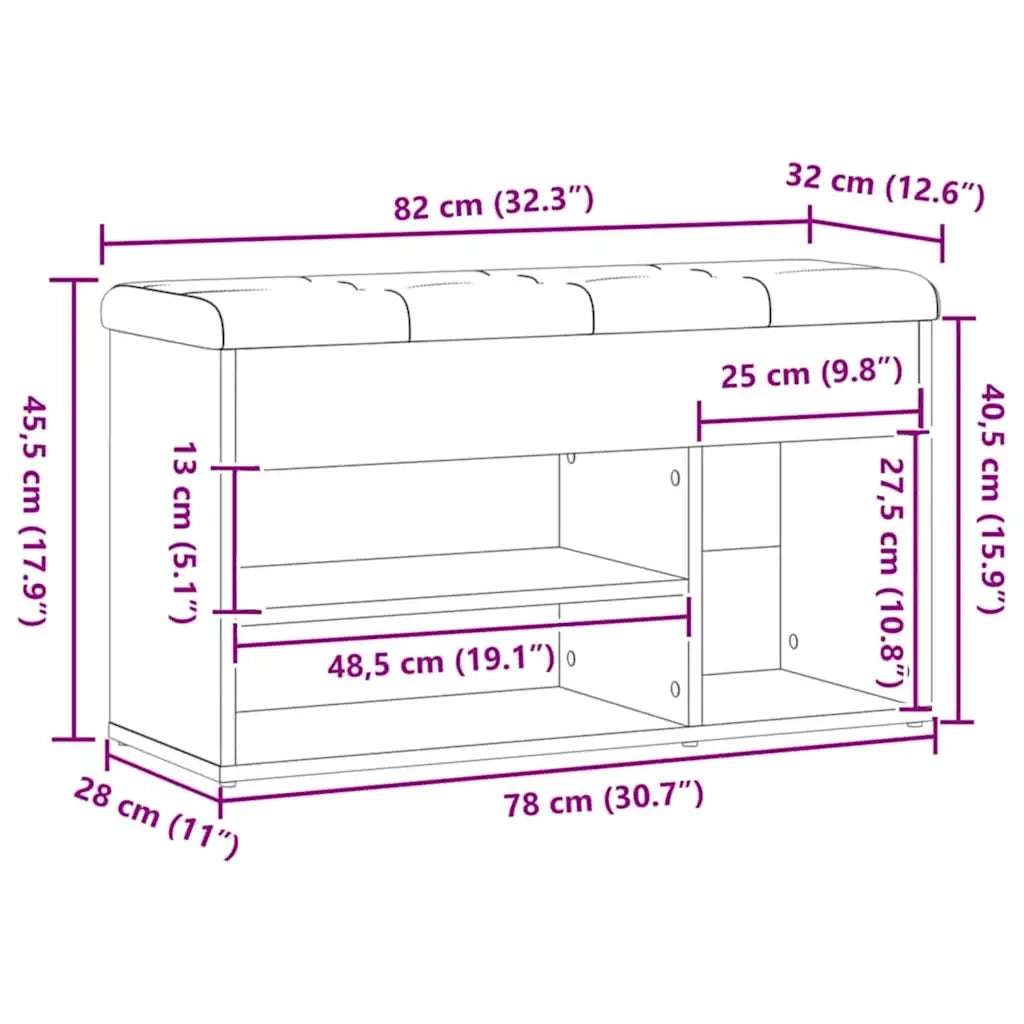 Scarpiera Rovere Artigianale 82x32x45,5 cm in Legno Multistrato 857628