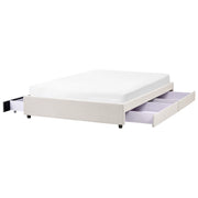 Letto matrimoniale in Tessuto beige chiaro con Cassetti 160 x 200 cm Design tradizionale
