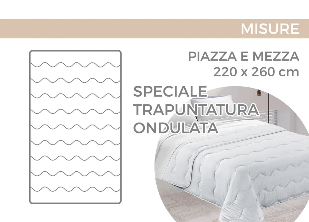 Trapunta Piumone Letto Invernale Imbottita 300gr Microfibra Double Face Bicolor - 2 Piazze - Tortora-Avorio