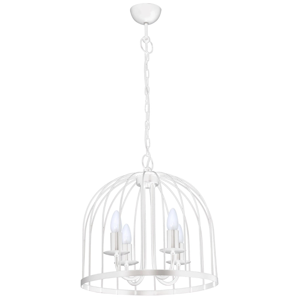 Lampadario Luminex Single gabbia bianca 4xE14 Ø39cm