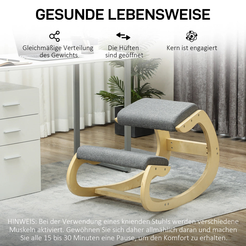 Sgabello ergonomico inginocchiato, sedia a dondolo inginocchiato, sedia da scrivania per ufficio domestico, per migliorare la postura, grigio
