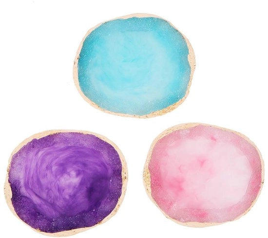 Palette per Nail Art con Disegno d'oro - 3 Stuhi di Palette per Smalto - 9 x 9 x 1 cm - Adatto per Saloni di Bellezza - Ideale per Mescolare Colori - Tessitura Comoda - Palette per Unghie