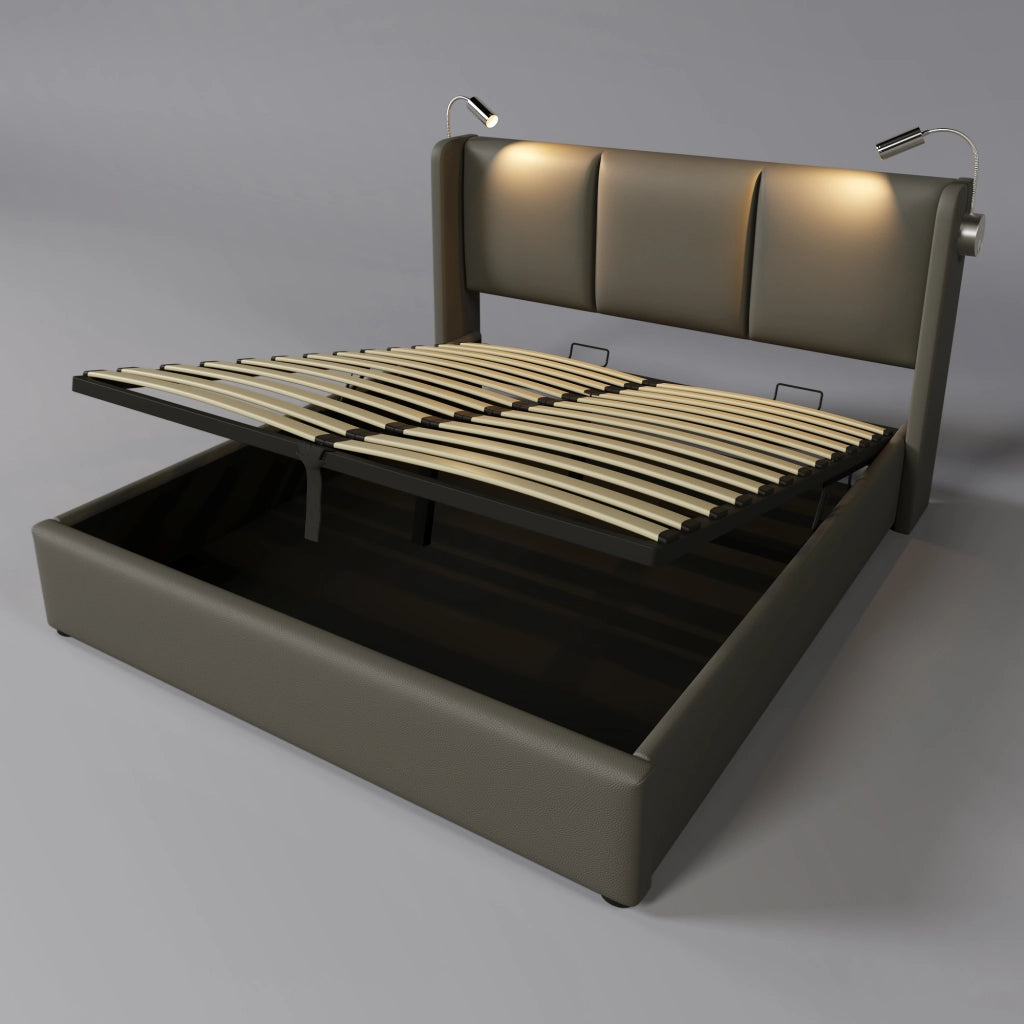 letto imbottito pu grigio 140x200 cm