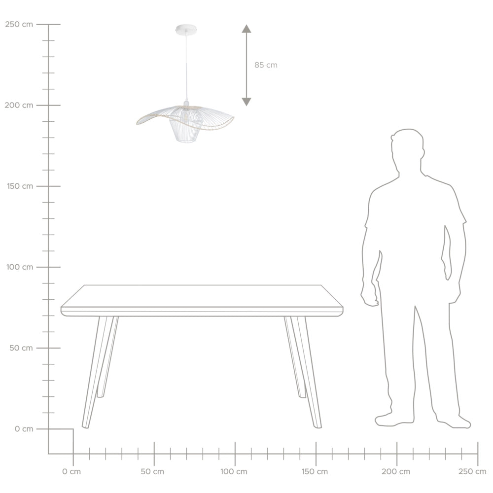 Lampada a sospensione con paralume in rattan e metallo bianco soggiorno camera da letto
