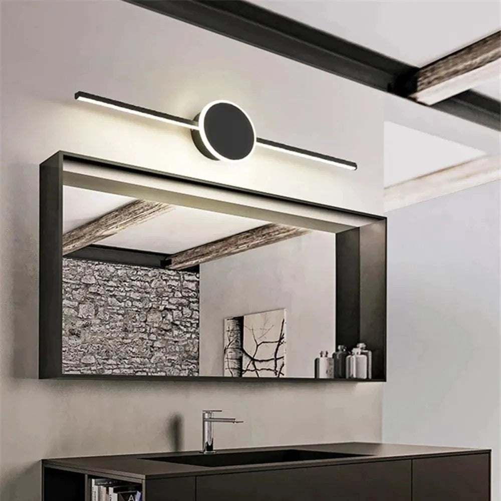 Lampada Da Muro Da Bagno Led Sopra Specchio 80cm APP850-1W Round Black
