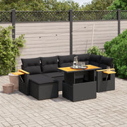 Set Divani da Giardino con Cuscini 7pz Nero Polyrattan 3273617
