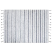 Tappeto bianco sporco 140 x 200 cm per soggiorno e camera da letto con frange a righe