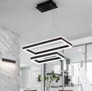Lampadario a sospensione LED con illuminazione interna dimmerabile a tre tonalità di luce, 64W, per interni domestici e commerciali