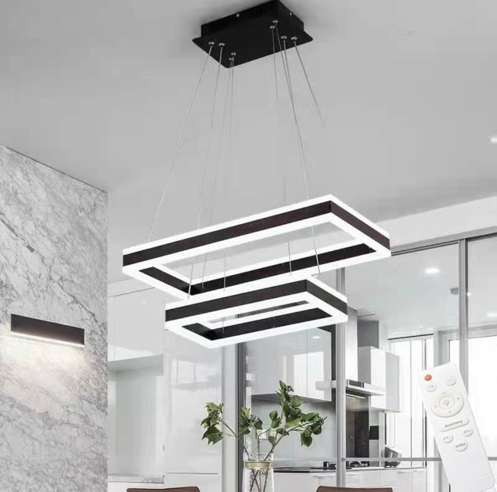 Lampadario a sospensione LED con illuminazione interna dimmerabile a tre tonalità di luce, 64W, per interni domestici e commerciali