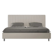Letto matrimoniale king size con rete imbottito 180x200 similpelle tortora Agueda