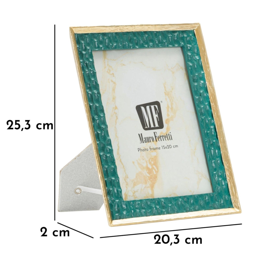Cornice portafoto Grent in resina verde smeraldo e oro 15x20