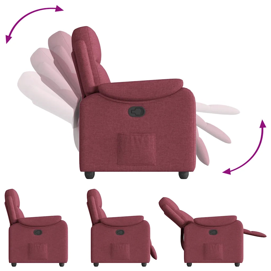 Poltrona | Sedia Relax Reclinabile in Tessuto Rosso Vino