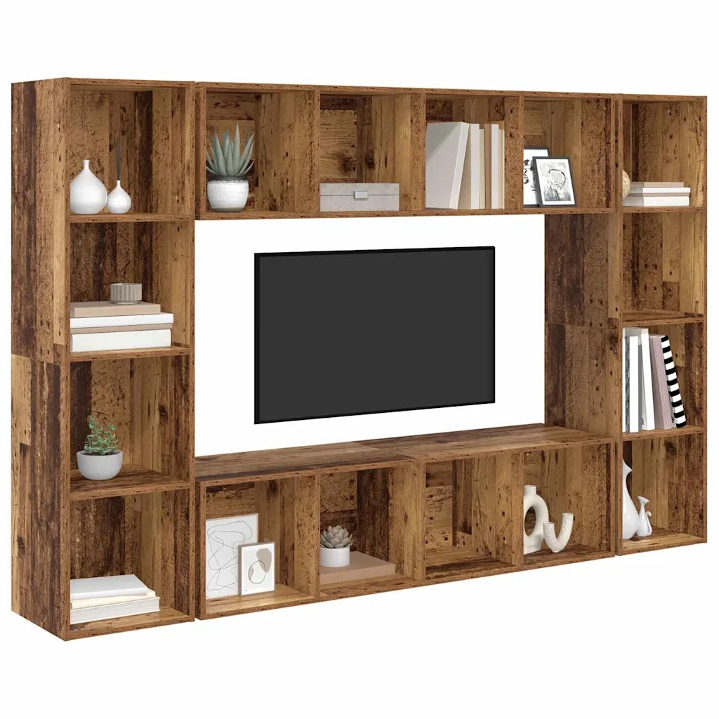 Set mobile TV 4 pz-Set di 4 Credenza per TV Marrone 37 x 37 x 142,5 cm 113079