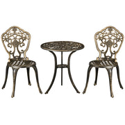Set bistrot giardino alluminio 3 pezzi ¨C Xylo ¨C 2 sedie + tavolo rotondo effetto ferro battuto