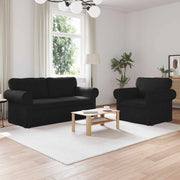 Divano 2 pcs Nero 175 x 82 x 80 cm Tessuto