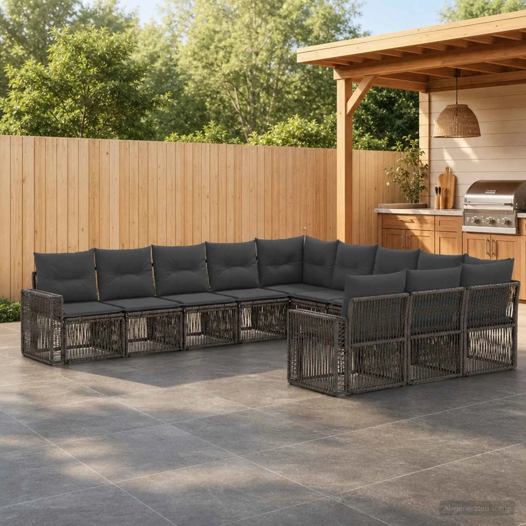 Set Divano da Giardino 11 pz Grigio e Grigio Scuro polyrattan 3435263